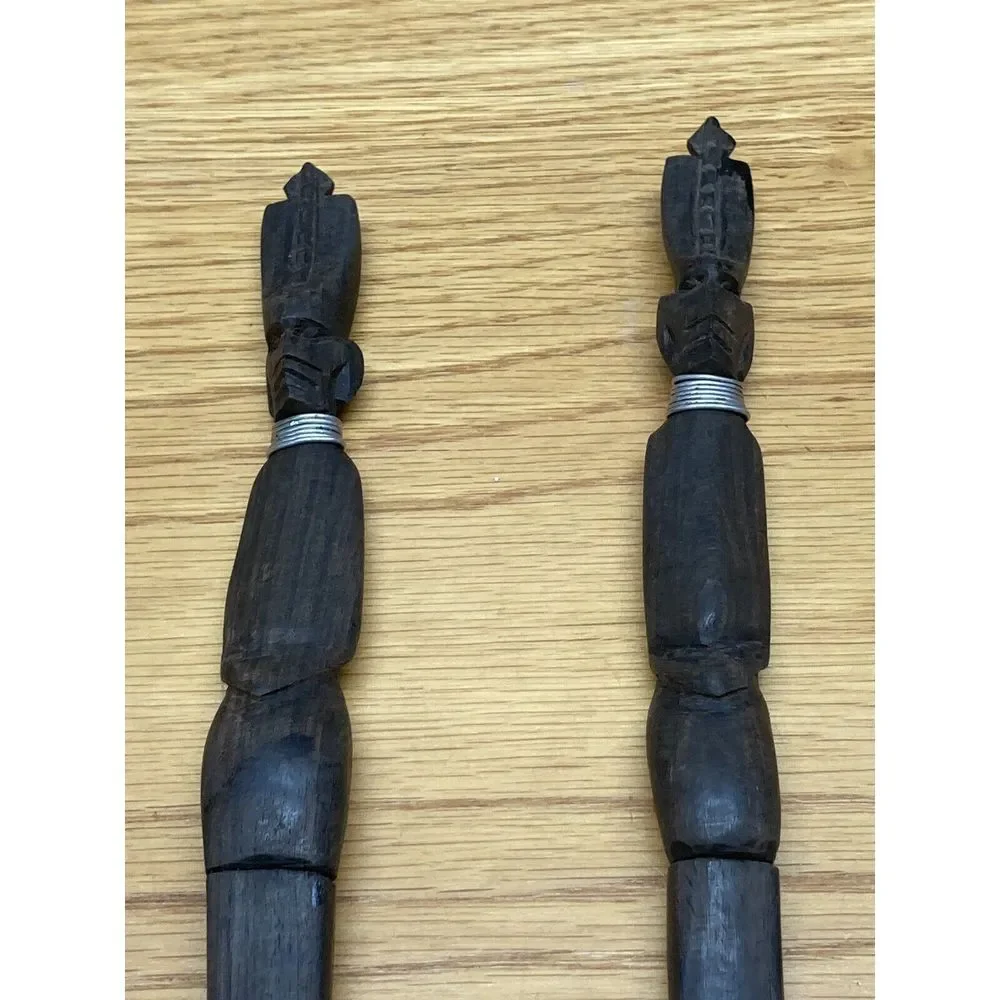Wooden‎ carved Tribal spoon and fork set